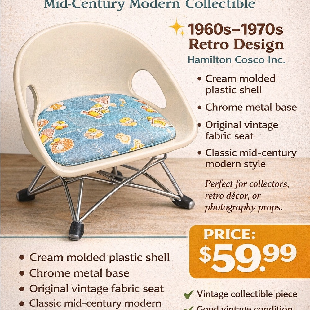 Hamilton Cosco Kids Retro Chair - Cream and Blue